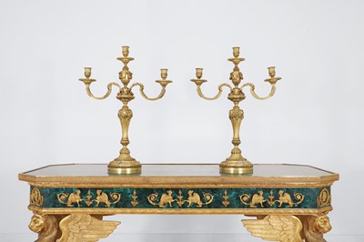 Lot 447 - A pair of Louis XVI-style gilt-bronze candelabra