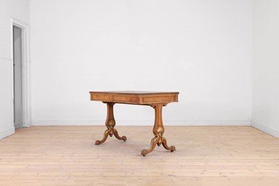 Lot 105 - A Victorian Hungarian ash, rosewood and tulipwood library table by Holland & Sons