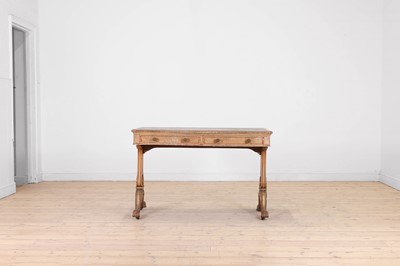 Lot 105 - A Victorian Hungarian ash, rosewood and tulipwood library table by Holland & Sons