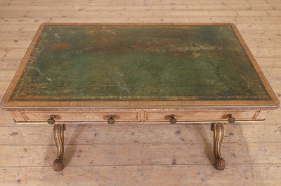 Lot 105 - A Victorian Hungarian ash, rosewood and tulipwood library table by Holland & Sons