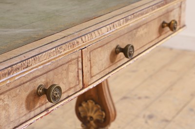 Lot 105 - A Victorian Hungarian ash, rosewood and tulipwood library table by Holland & Sons