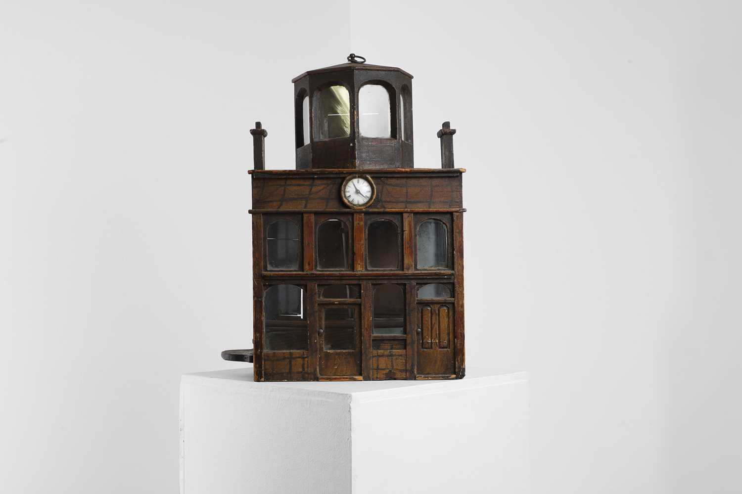 Lot 414 - A painted pine architectural birdcage