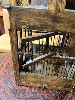 Lot 414 - A painted pine architectural birdcage