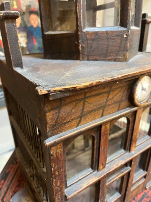 Lot 414 - A painted pine architectural birdcage