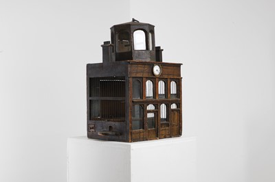 Lot 414 - A painted pine architectural birdcage