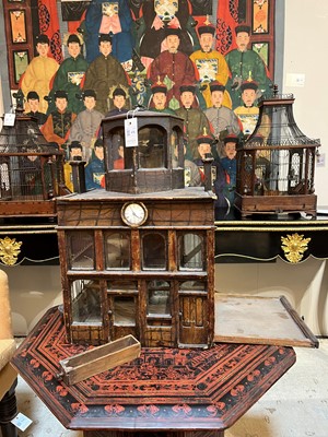 Lot 414 - A painted pine architectural birdcage