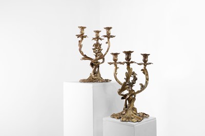 Lot 66 - A pair of Louis XV-style gilt-bronze candelabra