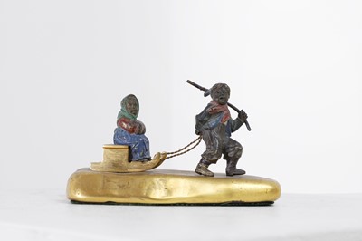 Lot 582 - An ormolu and cold-painted bronze figural group