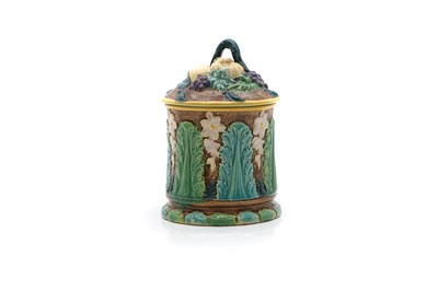 Lot 84 - A Victorian majolica preserve pot and cover