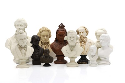 Lot 108 - A collection of eleven pottery, Parian, plaster and terracotta busts