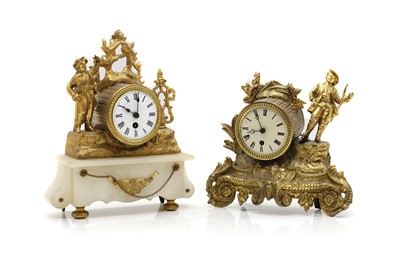 Lot 302 - Two gilt metal clocks