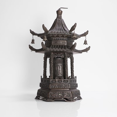 Lot 146 - A Tibetan bronze pagoda