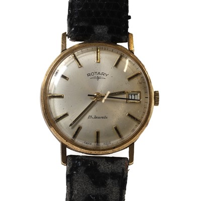 Lot 35 - A 9ct gold Rotary mechanical strap watch