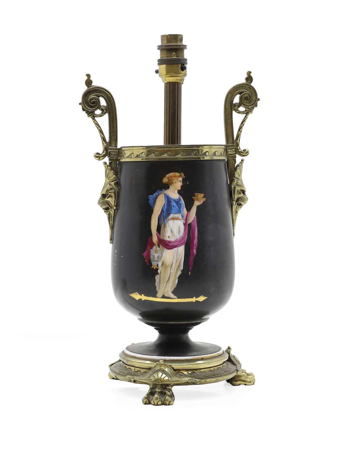 Lot 408 - A neoclassical glass urn lamp