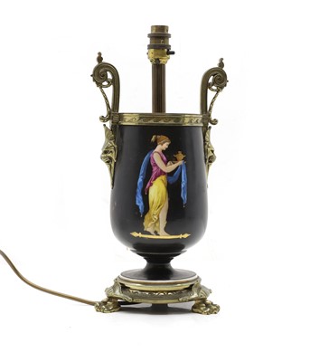 Lot 408 - A neoclassical glass urn lamp