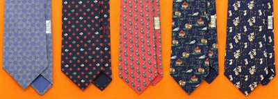 Lot 366 - Five Hermes silk ties