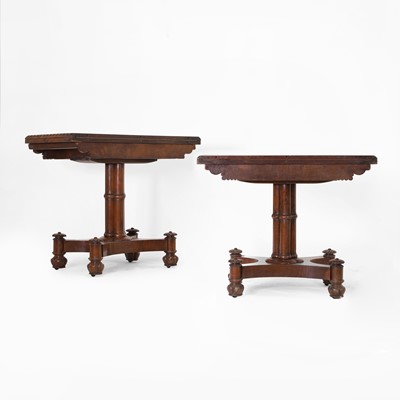 Lot 268 - A pair of George IV brown oak card tables