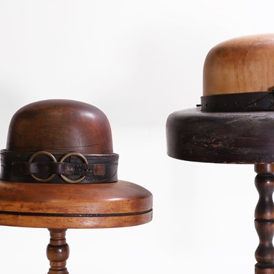Lot 43 - Two milliner's treen hat formers