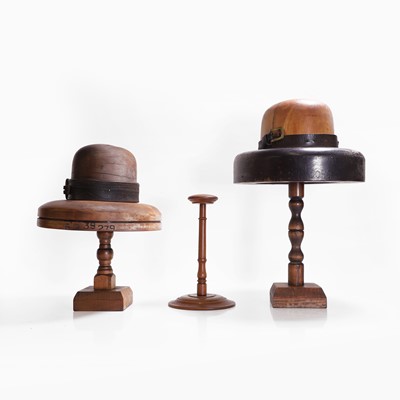 Lot 43 - Two milliner's treen hat formers