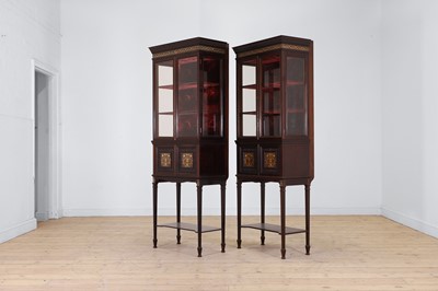 Lot A pair of late Victorian rosewood and ivory-inlaid cabinets by Collinson & Lock