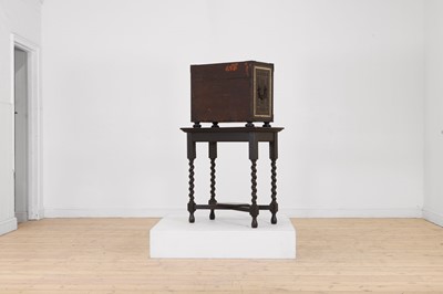 Lot 99 - An ebonised fruitwood, ivory-inlaid and bronze-mounted table cabinet