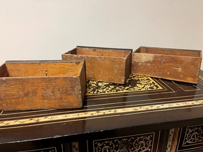 Lot 99 - An ebonised fruitwood, ivory-inlaid and bronze-mounted table cabinet