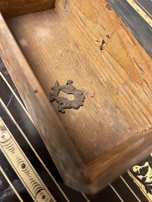 Lot 99 - An ebonised fruitwood, ivory-inlaid and bronze-mounted table cabinet