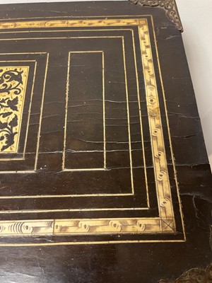 Lot 99 - An ebonised fruitwood, ivory-inlaid and bronze-mounted table cabinet