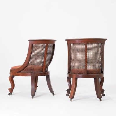 Lot 148 - A pair of William IV mahogany bergère chairs