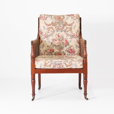 Lot 144 - A Regency mahogany bergère library chair