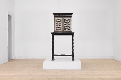 Lot 100 - An ebonised fruitwood, ivory and bone cabinet