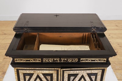 Lot 100 - An ebonised fruitwood, ivory and bone cabinet