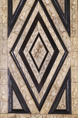 Lot 100 - An ebonised fruitwood, ivory and bone cabinet