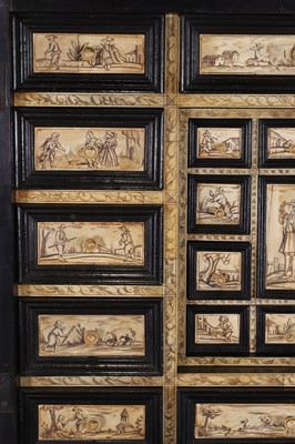 Lot 100 - An ebonised fruitwood, ivory and bone cabinet