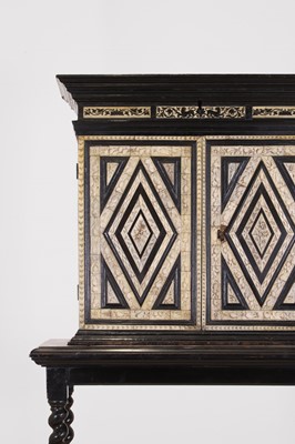 Lot 100 - An ebonised fruitwood, ivory and bone cabinet