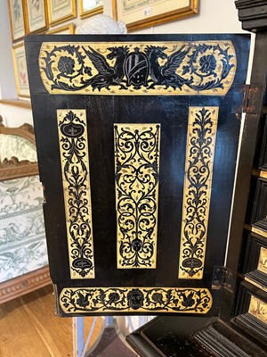 Lot 100 - An ebonised fruitwood, ivory and bone cabinet