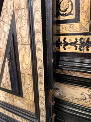 Lot 100 - An ebonised fruitwood, ivory and bone cabinet
