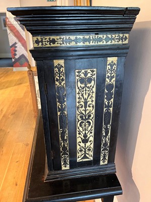 Lot 100 - An ebonised fruitwood, ivory and bone cabinet