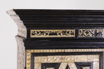 Lot 100 - An ebonised fruitwood, ivory and bone cabinet
