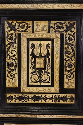 Lot 100 - An ebonised fruitwood, ivory and bone cabinet