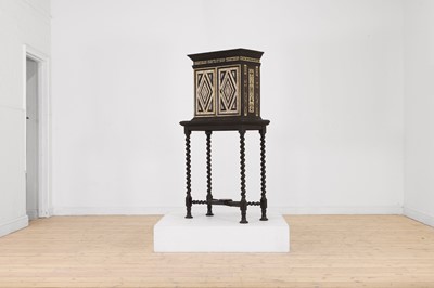 Lot 100 - An ebonised fruitwood, ivory and bone cabinet