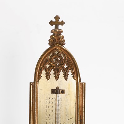 Lot 149 - A Victorian Gothic-framed gilt-brass thermometer