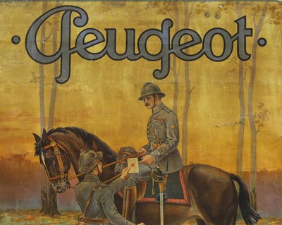 Lot 424 - An advertising poster for Peugeot bicycles