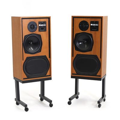 Lot 390 - A pair of KEF 104aB teak speakers