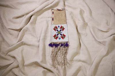 Lot 373 - A Native American beaded hide tobacco or pipe bag