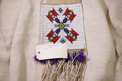 Lot 373 - A Native American beaded hide tobacco or pipe bag