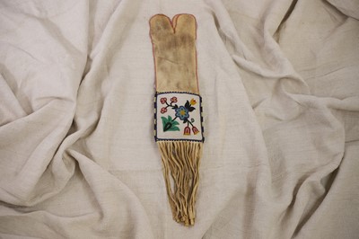 Lot 288 - A Native American beaded hide tobacco or pipe bag