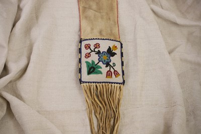 Lot 288 - A Native American beaded hide tobacco or pipe bag