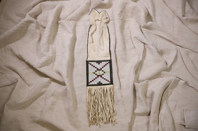 Lot 368 - A Native American beaded hide tobacco or pipe bag