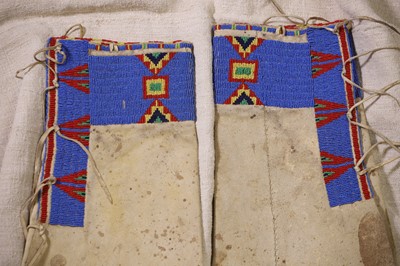 Lot 370 - A pair of Native American beaded hide leggings